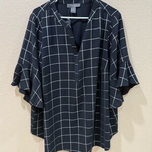 2X Black and White Checkered Women's Top NEW